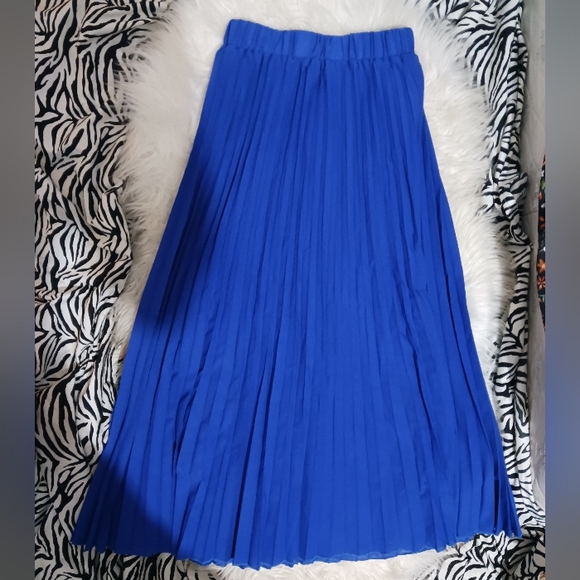 Women Blue belted pleated maxi skirt - Picture 7 of 15